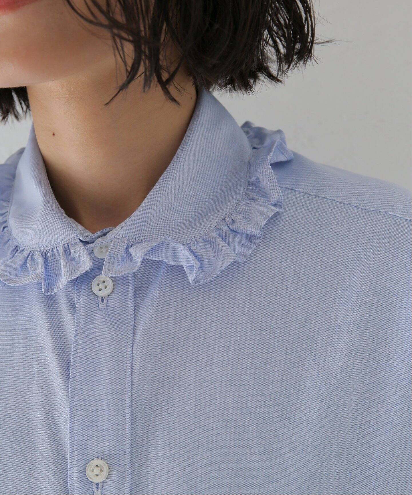 MADISONBLUE/マディソンブルー】ROUND COLLAR FRILL SH L.OX フリル 