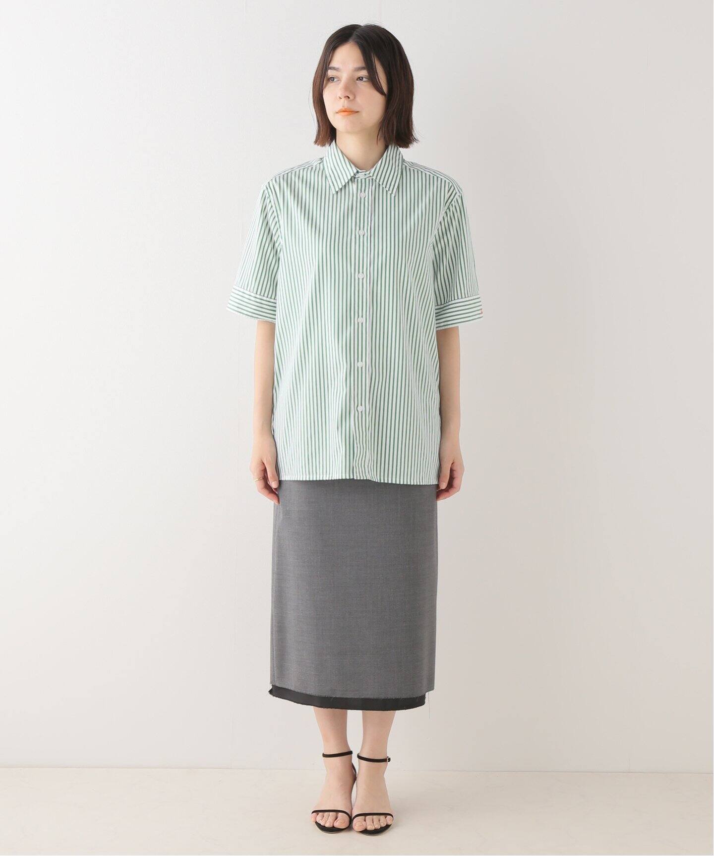 MADISONBLUE/マディソンブルー】 RELAXED FIT S/S ストライプシャツ 