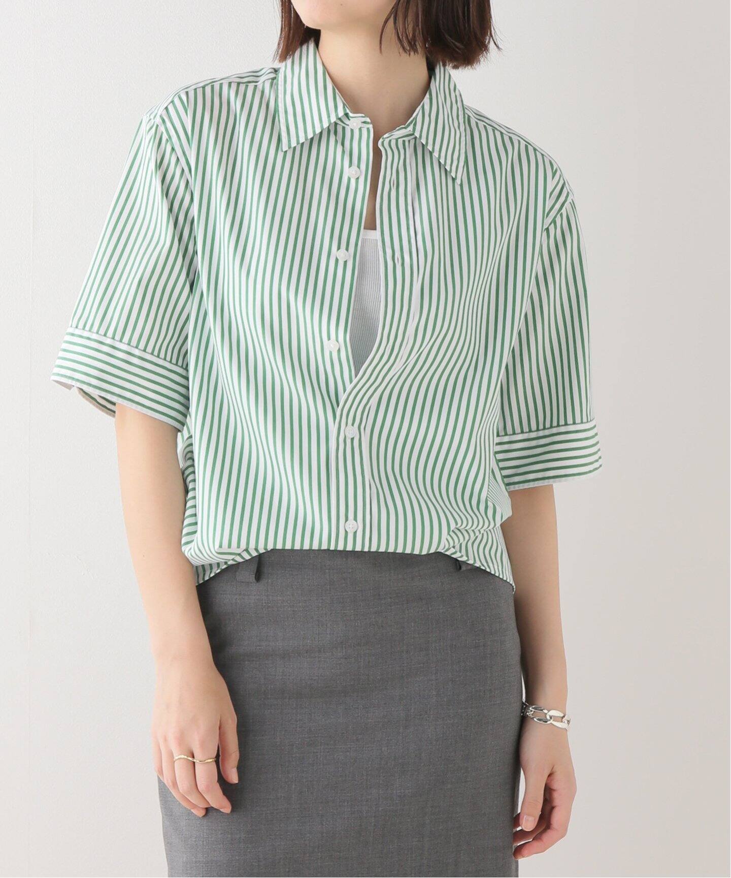 MADISONBLUE/マディソンブルー】 RELAXED FIT S/S ストライプシャツ 