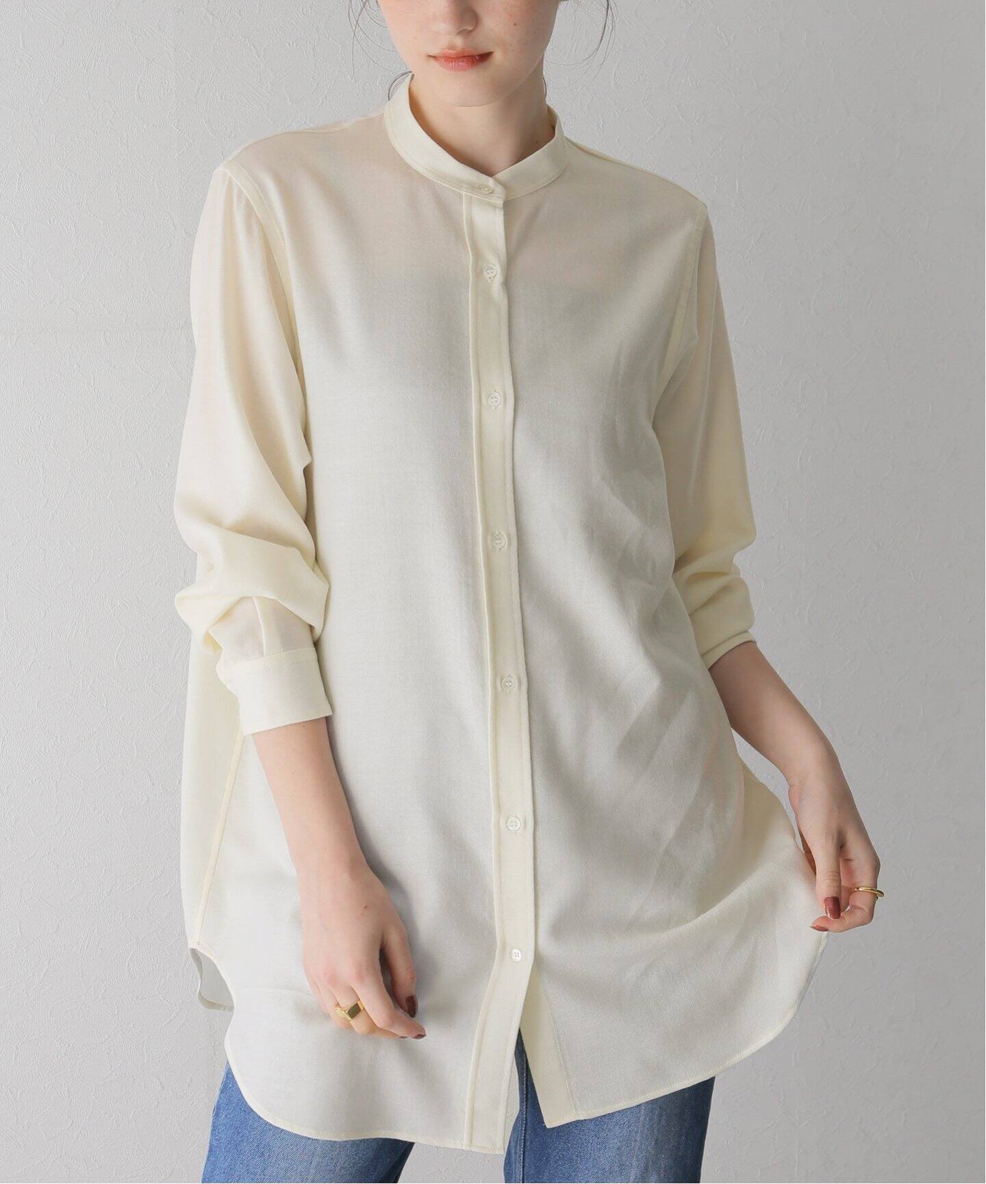 IENA LA BOUCLE ウールビエラバンドカラーシャツ（シャツ／ブラウス  