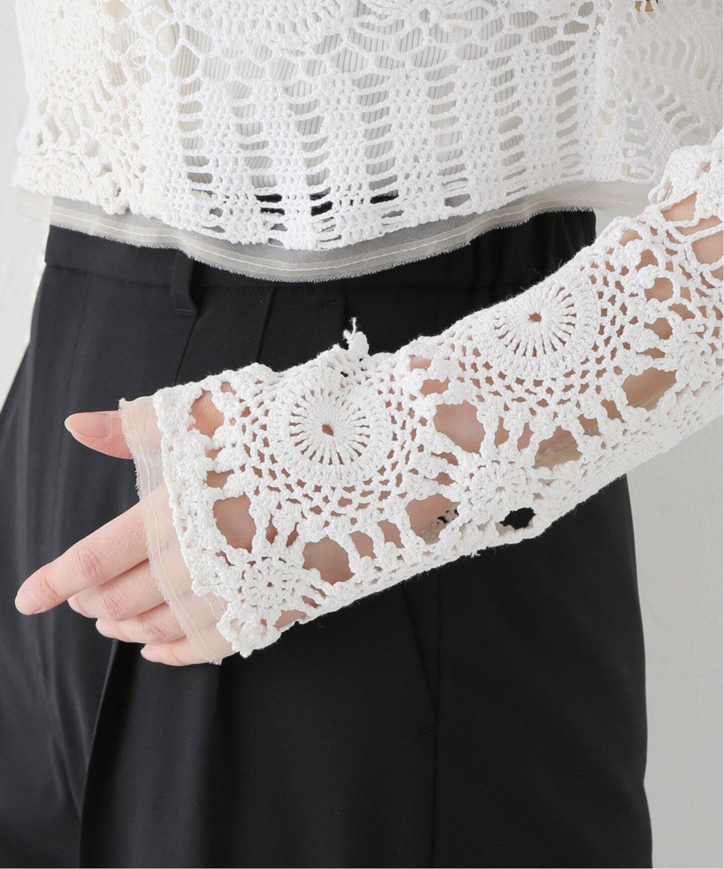 MALION Vintage/マリオンヴィンテージ】crochet lace highneck top 