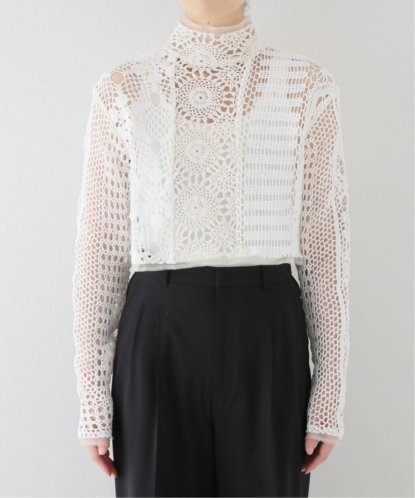 MALION Vintage/マリオンヴィンテージ】crochet lace highneck top  