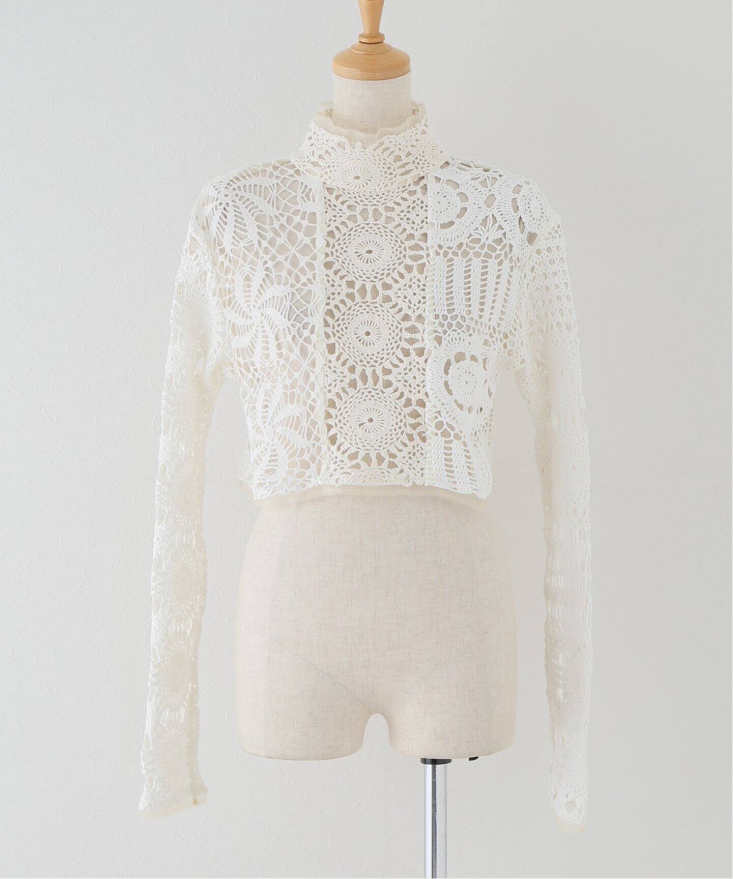 MALION Vintage/マリオンヴィンテージ】crochet lace highneck top 