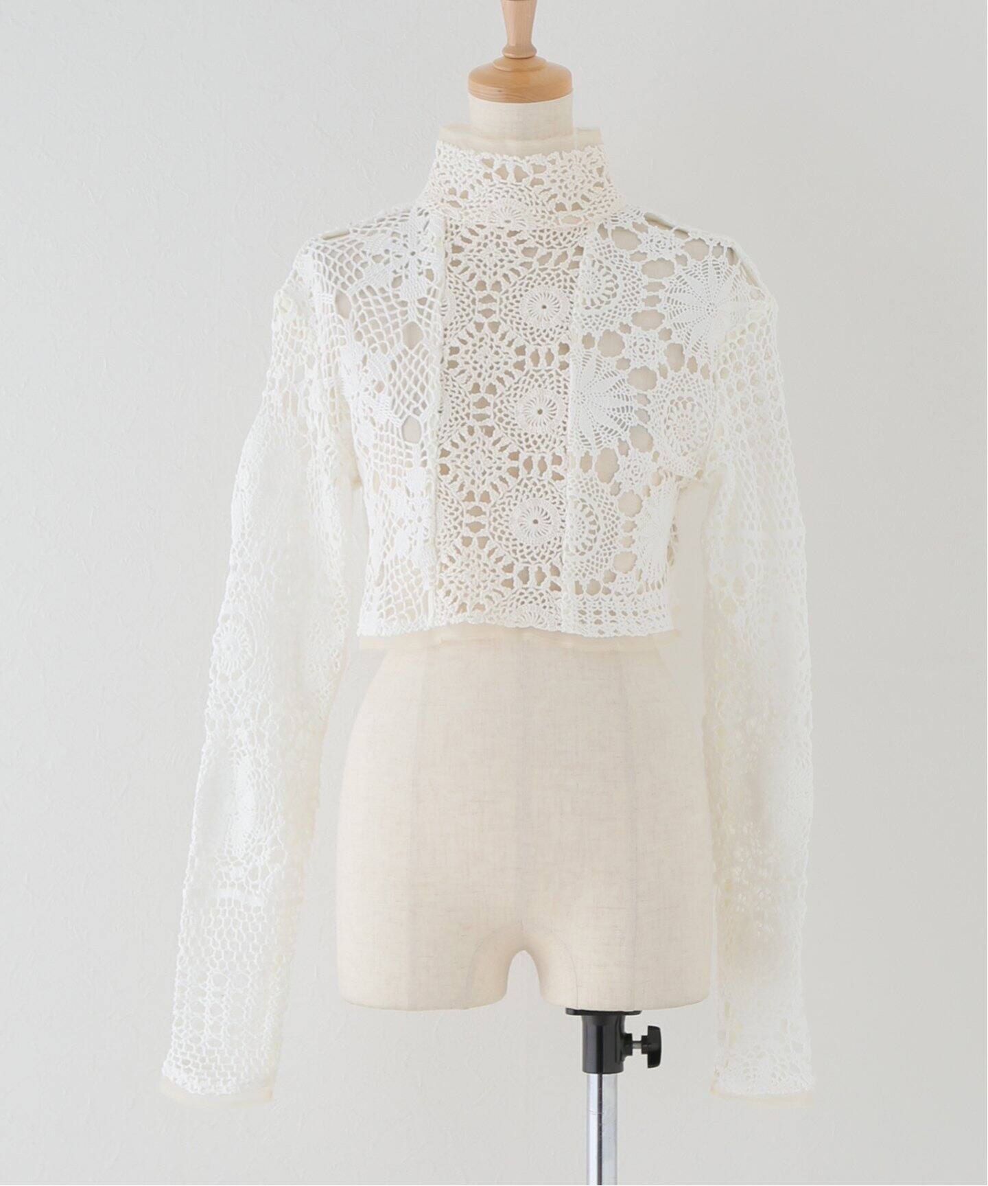 MALION Vintage/マリオンヴィンテージ】crochet lace highneck top  