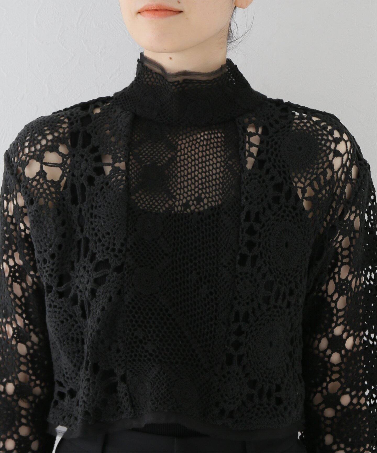 MALION Vintage/マリオンヴィンテージ】crochet lace highneck top 
