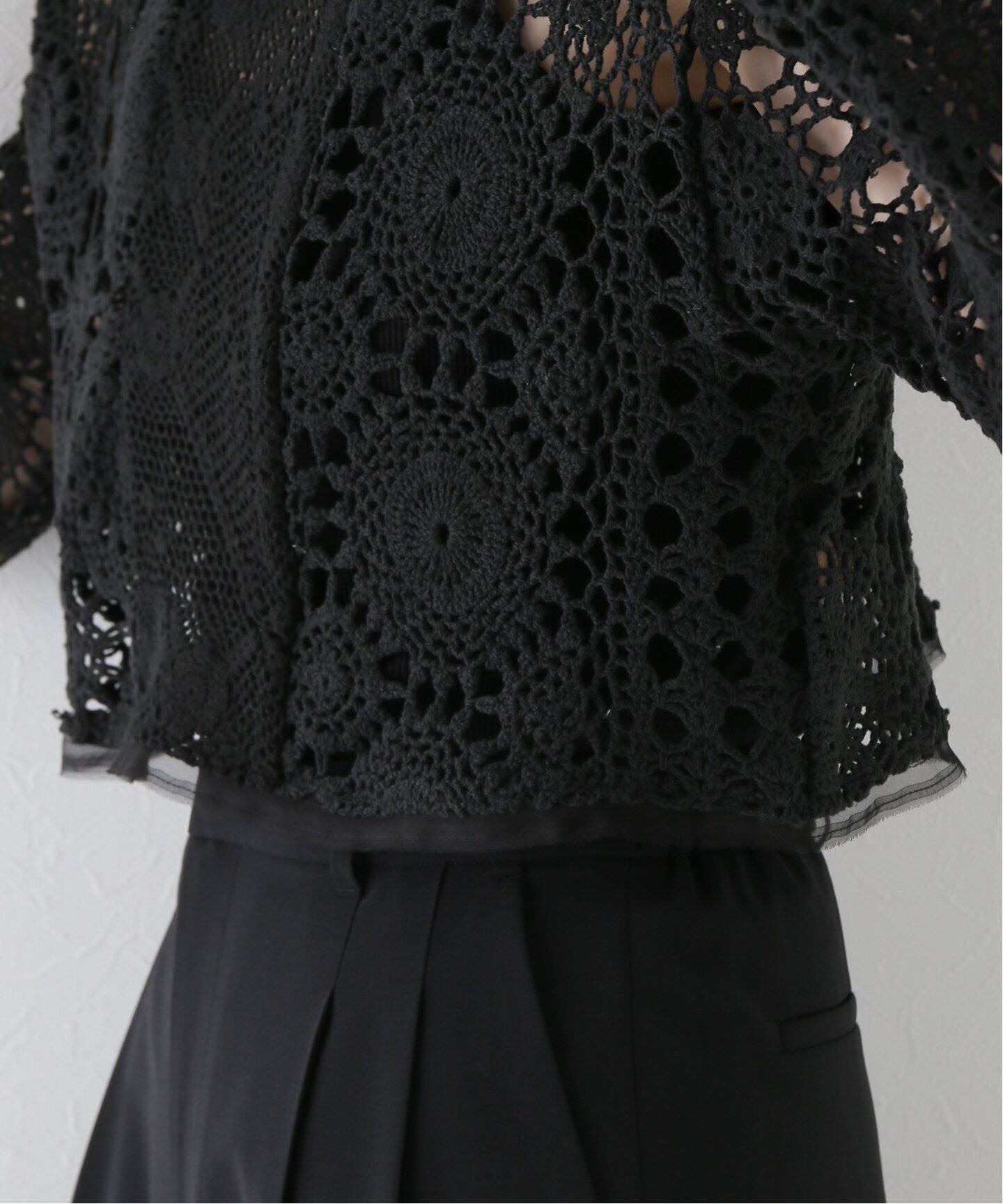 MALION Vintage/マリオンヴィンテージ】crochet lace highneck top 