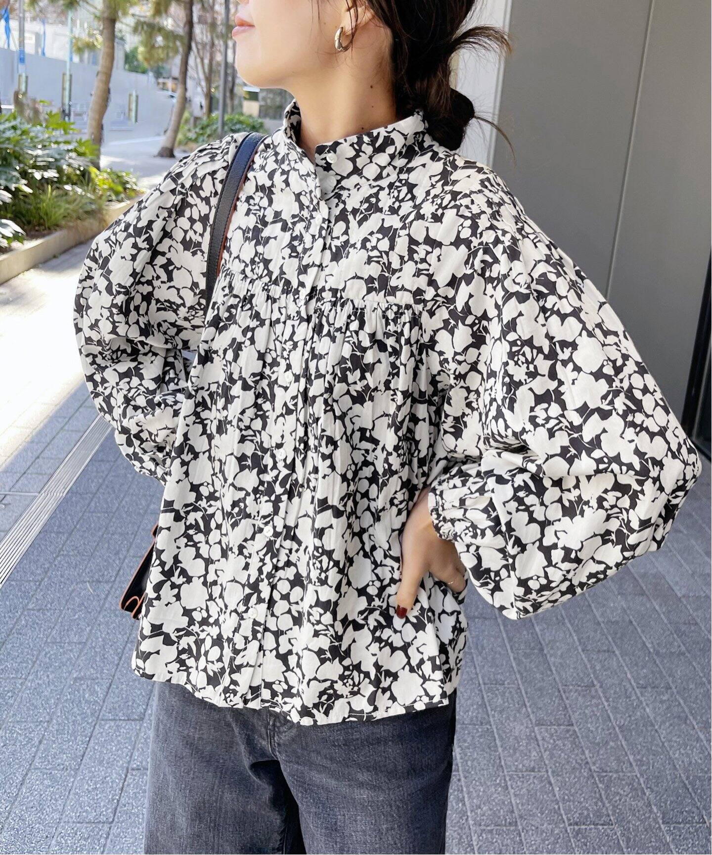 ツートーンフラワープリントブラウス（シャツ／ブラウス）｜Spick and  