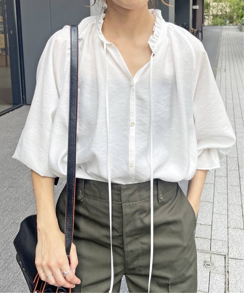 ≪追加2≫ハイブリットフリルカラーボリュームスリーブブラウス 