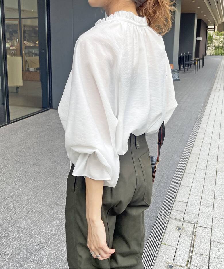 ≪追加2≫ハイブリットフリルカラーボリュームスリーブブラウス 