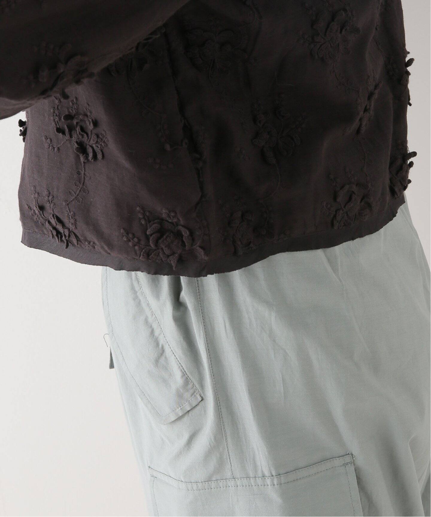 crinkle crinkle crinkle】sheer cotton 3D embroidery boler（シャツ 