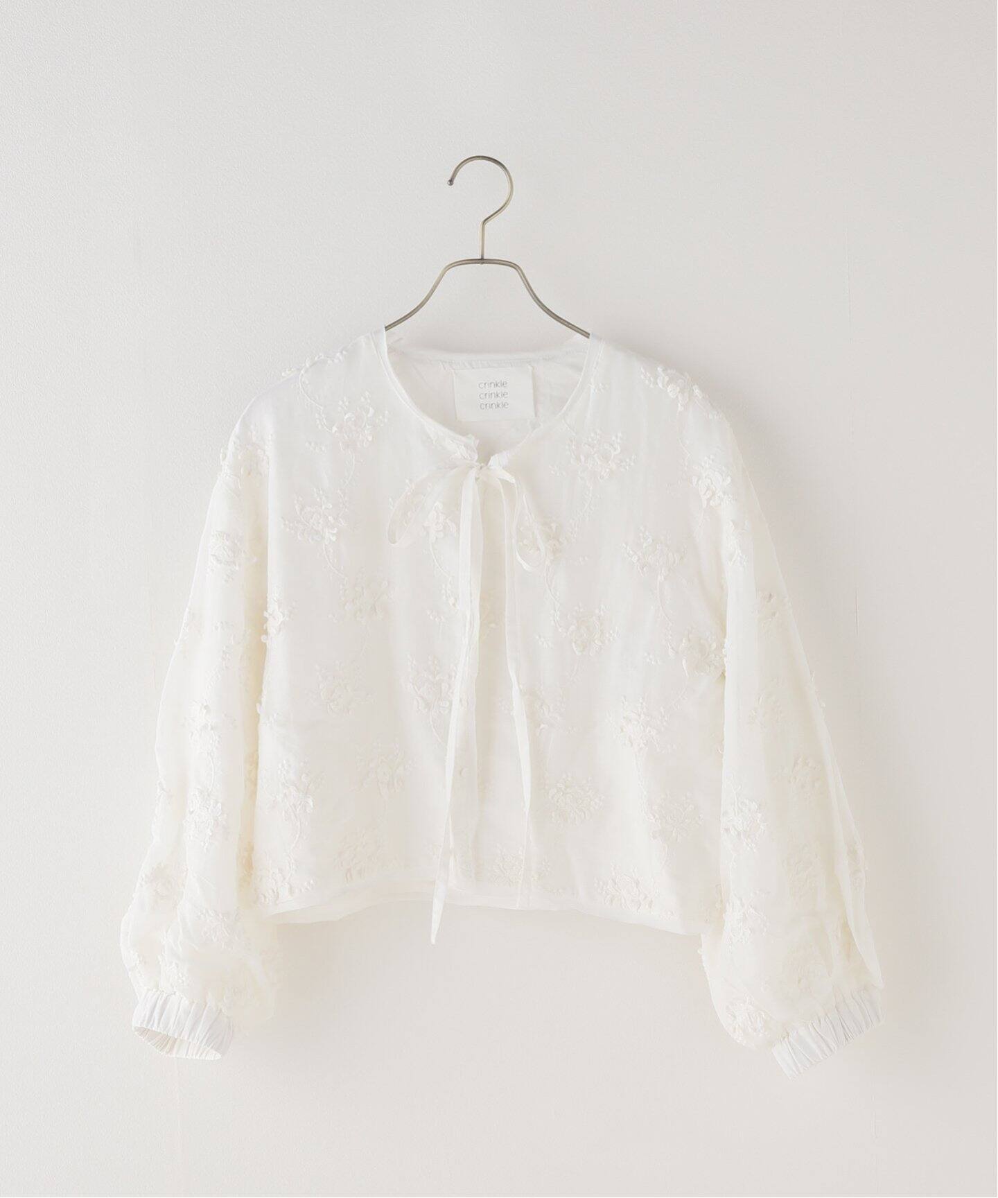 crinkle crinkle crinkle】sheer cotton 3D embroidery boler（シャツ 