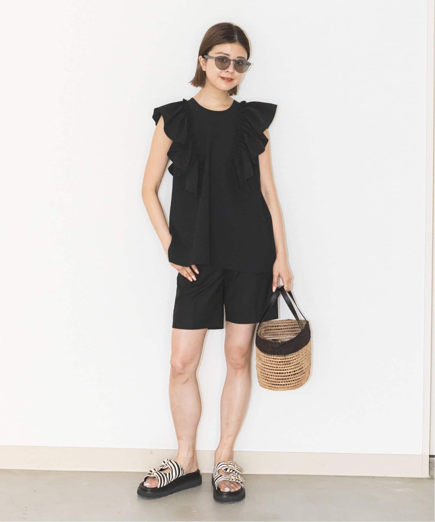 spick&span フリルカラーブラウス ブラック spick&span】フリルラージ