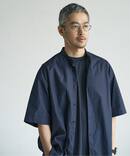 【ATON / エイトン】別注 スビン コットン オーバーサイズ バンドカラー 半袖 シャツ
