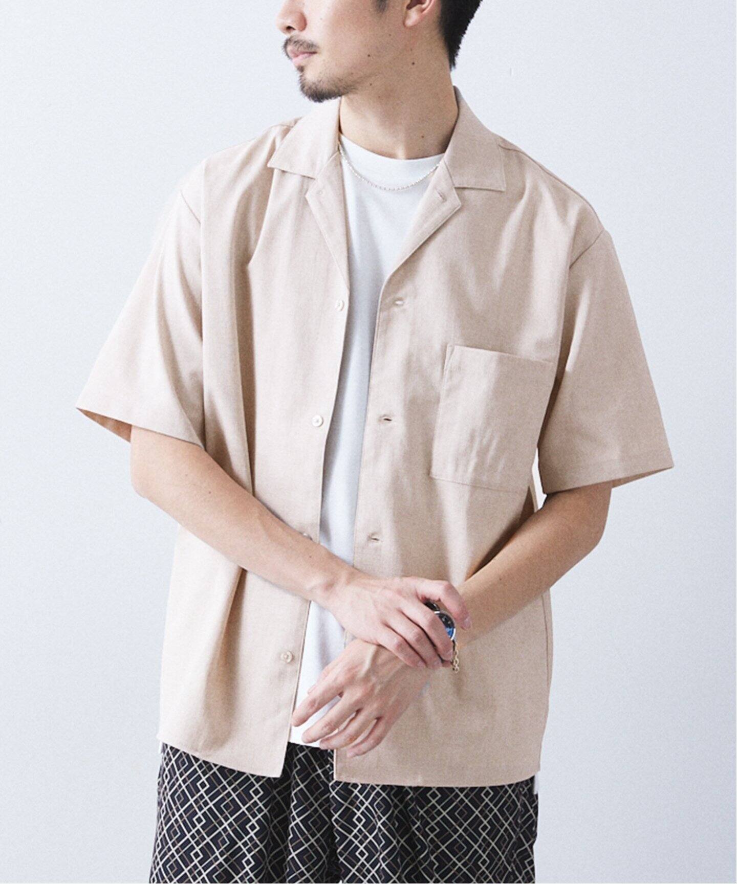 417 エディフィス　セットアップ　リネンライク Linen-like/リネンライク】オープンカラー シャツ 