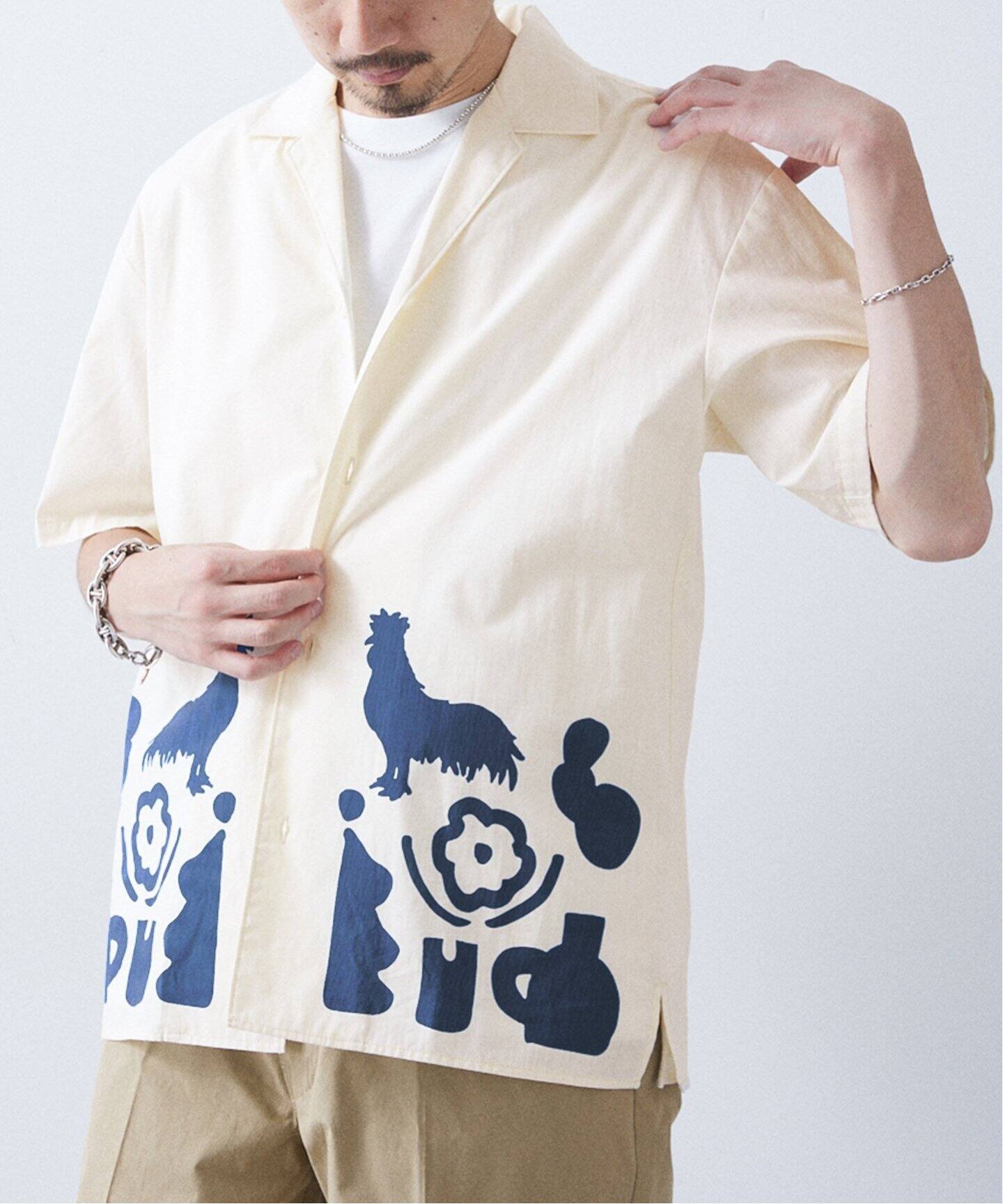 417 ÉDIFICE 刺繍入り半袖シャツ サイズ:L