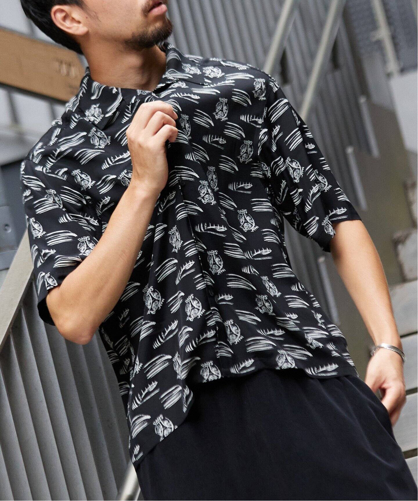 新品未使用　パリサンジェルマン　隈研吾　アロハシャツ　シュプリーム 隈 研吾 × Paris Saint-Germain】グラフィックプリント オープン