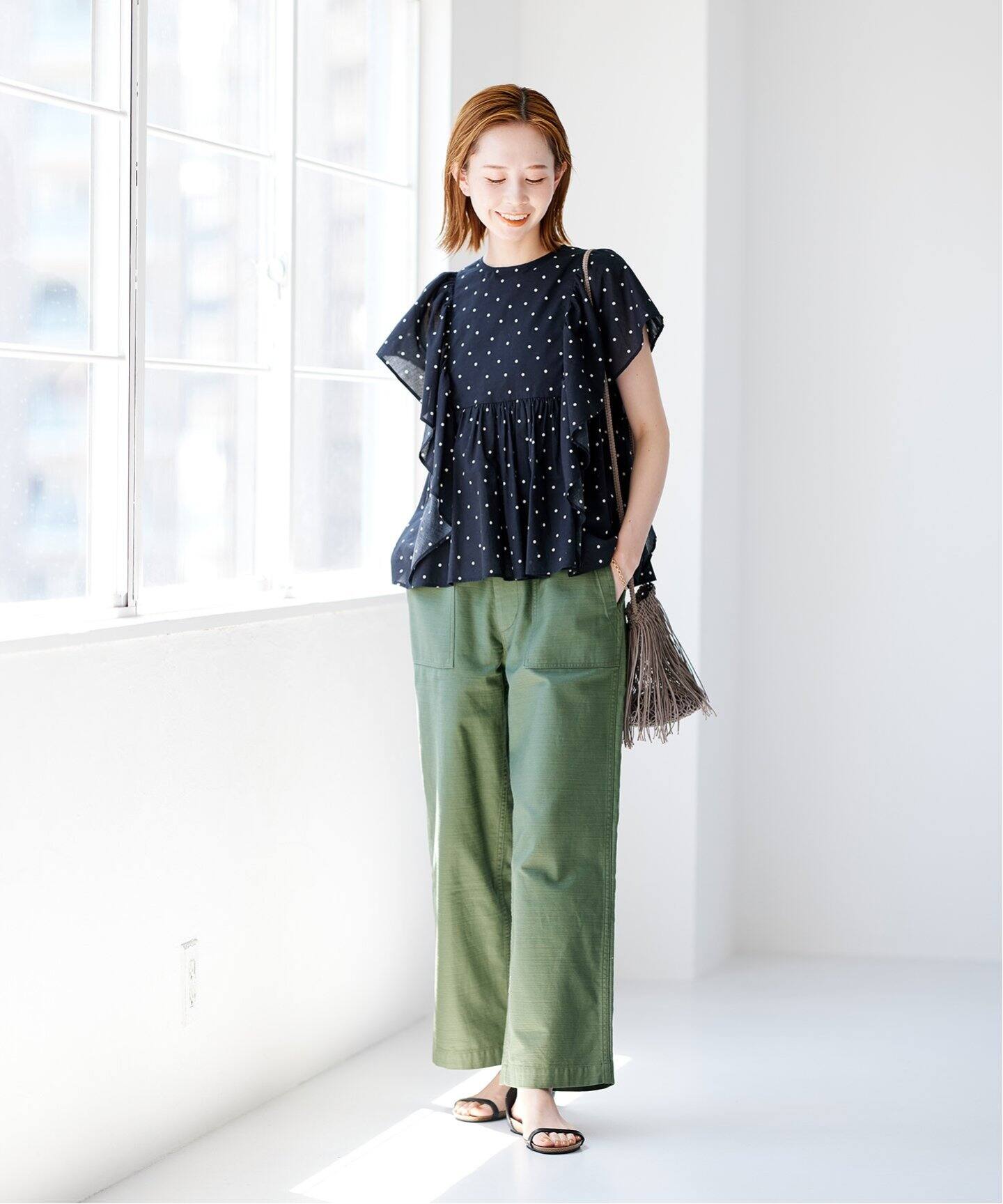 美品◎ジャーナルスタンダード　定価1.4万　ドットフリルブラウス ローンドット フリルブラウス（シャツ／ブラウス）｜journal