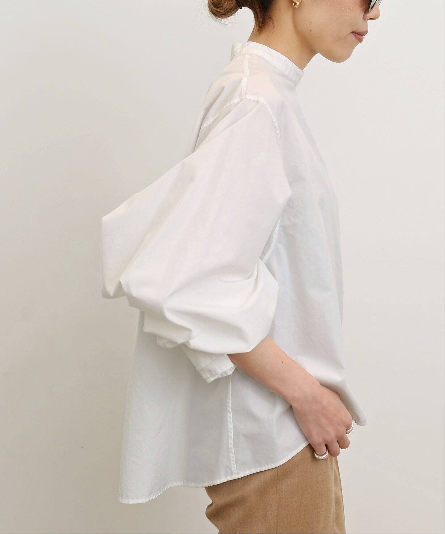 No Collar Volume Sleeve Blouse（シャツ／ブラウス）｜L