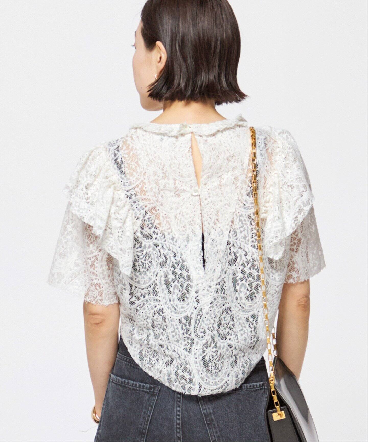 COVERT/コーベルト LACE RUCHED TOP レースブラウス セール】【COVERT/コーベルト】LACE RUCHED TOP（シャツ