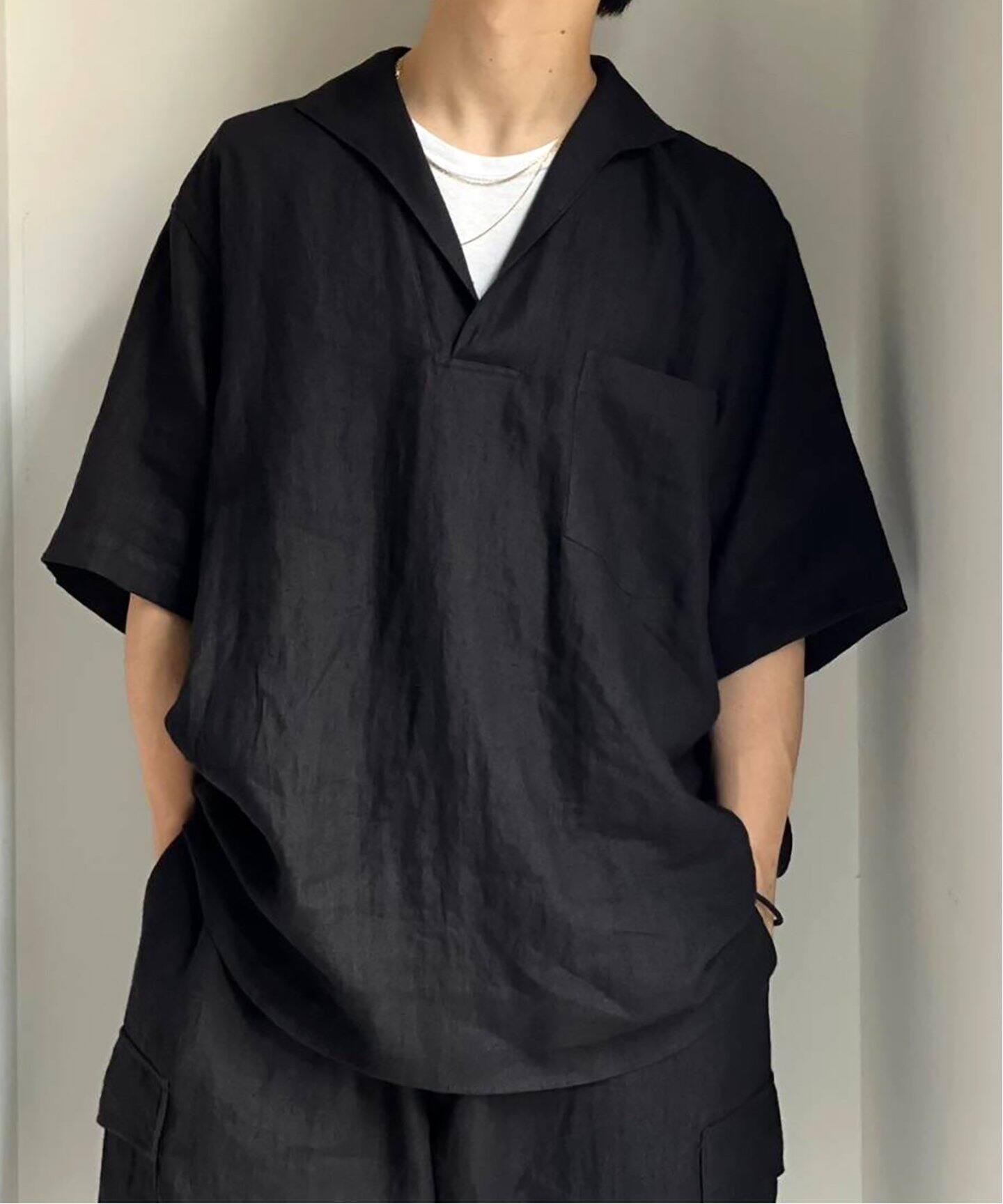 comoli / コモリ】カナパ スキッパーハンソデシャツ（シャツ／ブラウス 