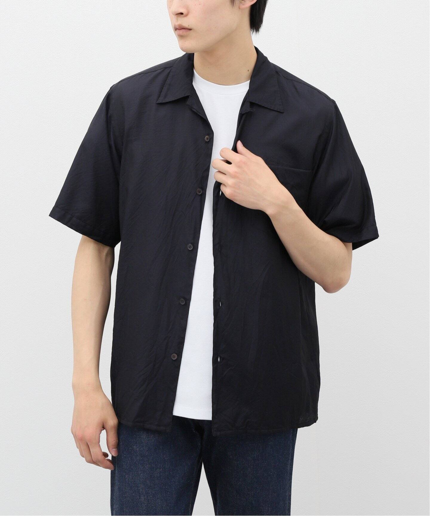 comoli / コモリ】ウールシルク ハンソデオープンカラーシャツ（シャツ 