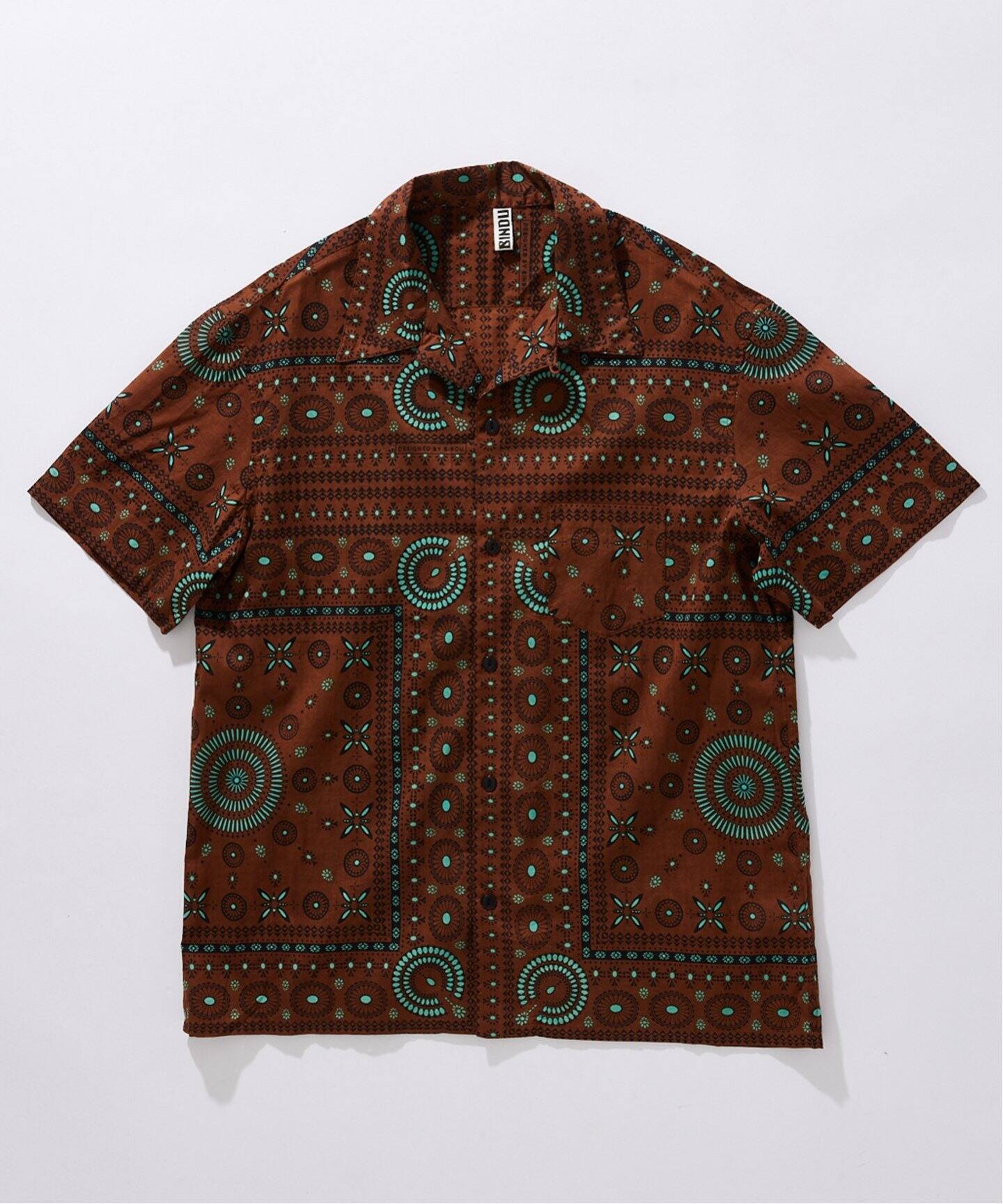【Bindu / ビンドゥー】Indian cotton pattern S/S シャツ