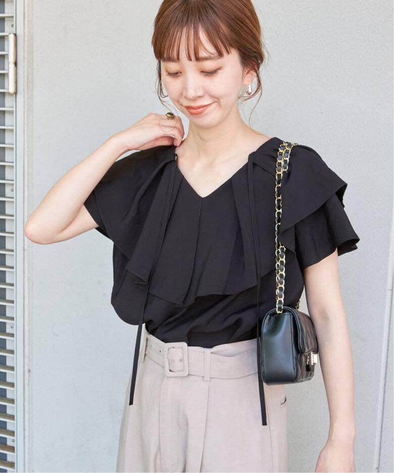 追加》2wayラッフル半袖ブラウス（シャツ／ブラウス）｜B.C STOCK 