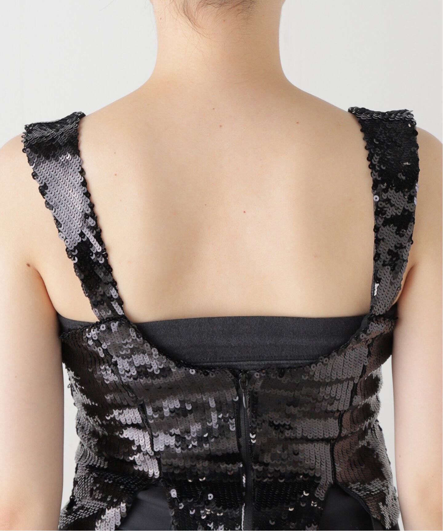 YUHAN WANG/ユハン ワン】rose sequin corset top（シャツ／ブラウス 