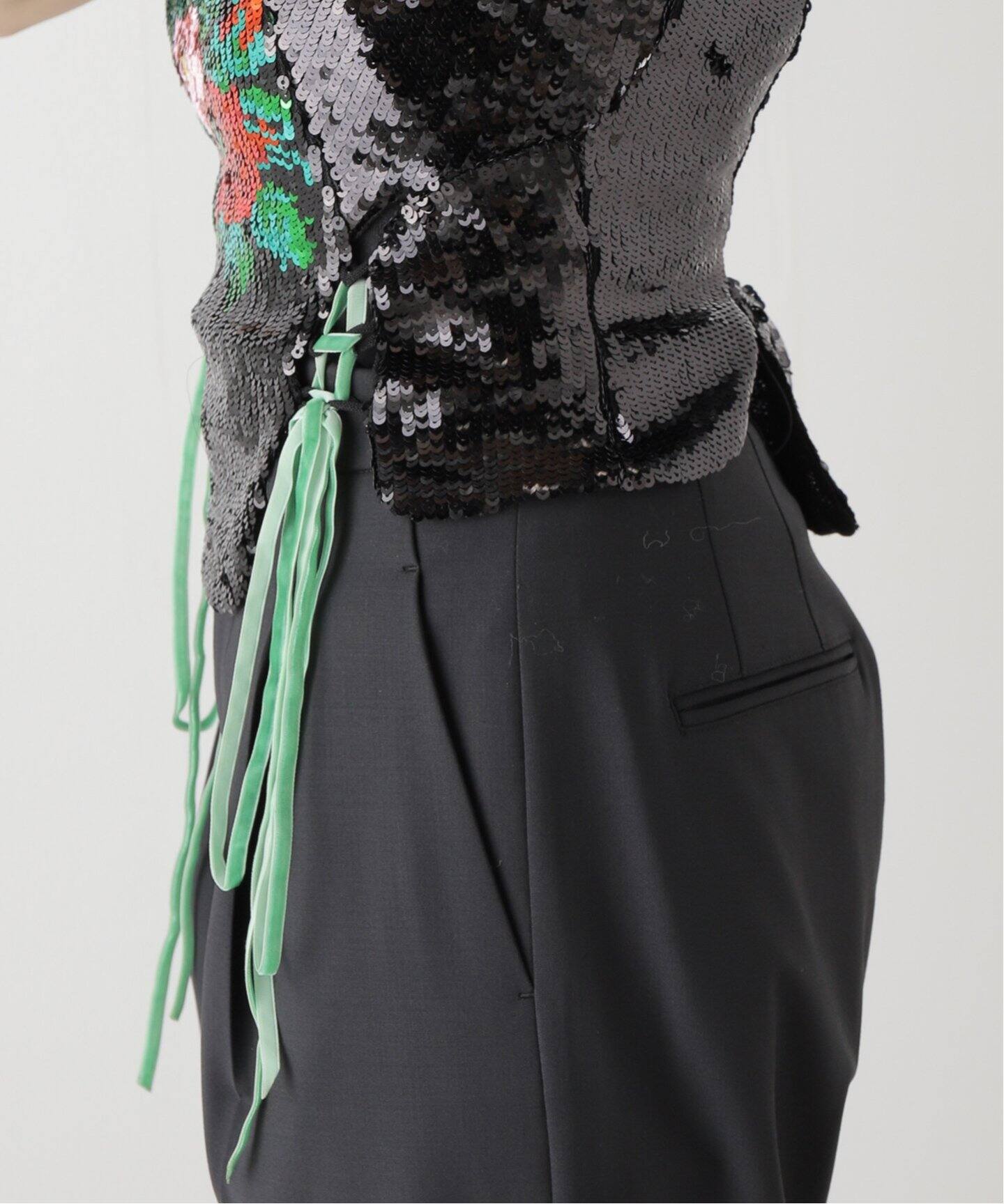 YUHAN WANG/ユハン ワン】rose sequin corset top（シャツ／ブラウス 