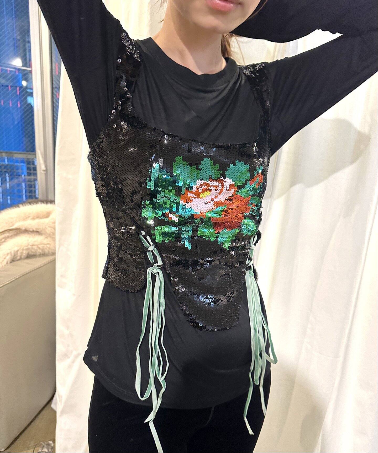 YUHAN WANG/ユハン ワン】rose sequin corset top（シャツ／ブラウス 