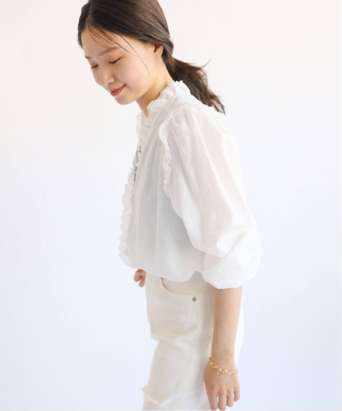 追加3》コットンシュリンクフリルブラウス（シャツ／ブラウス）｜IENA  