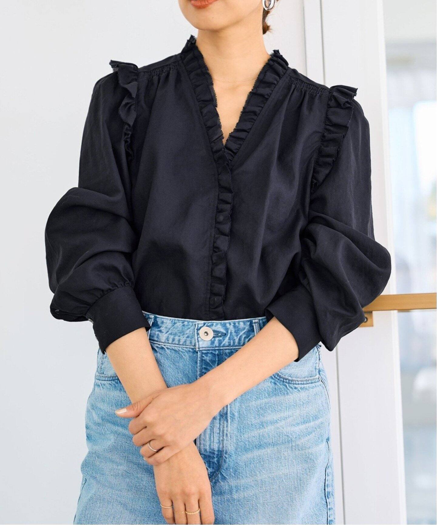 追加3》コットンシュリンクフリルブラウス（シャツ／ブラウス）｜IENA  