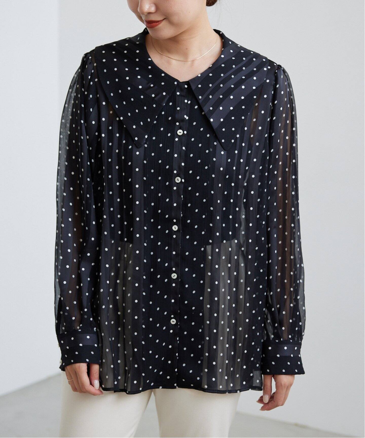 A PUPIL/ア ピューピル】BIG CLR BLOUSE -DOTS ドットブラウス（シャツ 