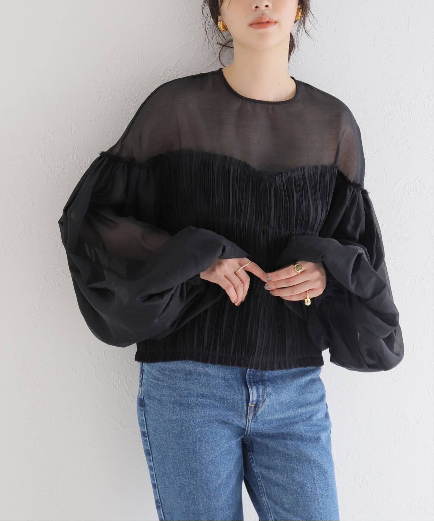 美品》aLORS アロー アローパリ フリルブラウス エステルジーン aLORS  