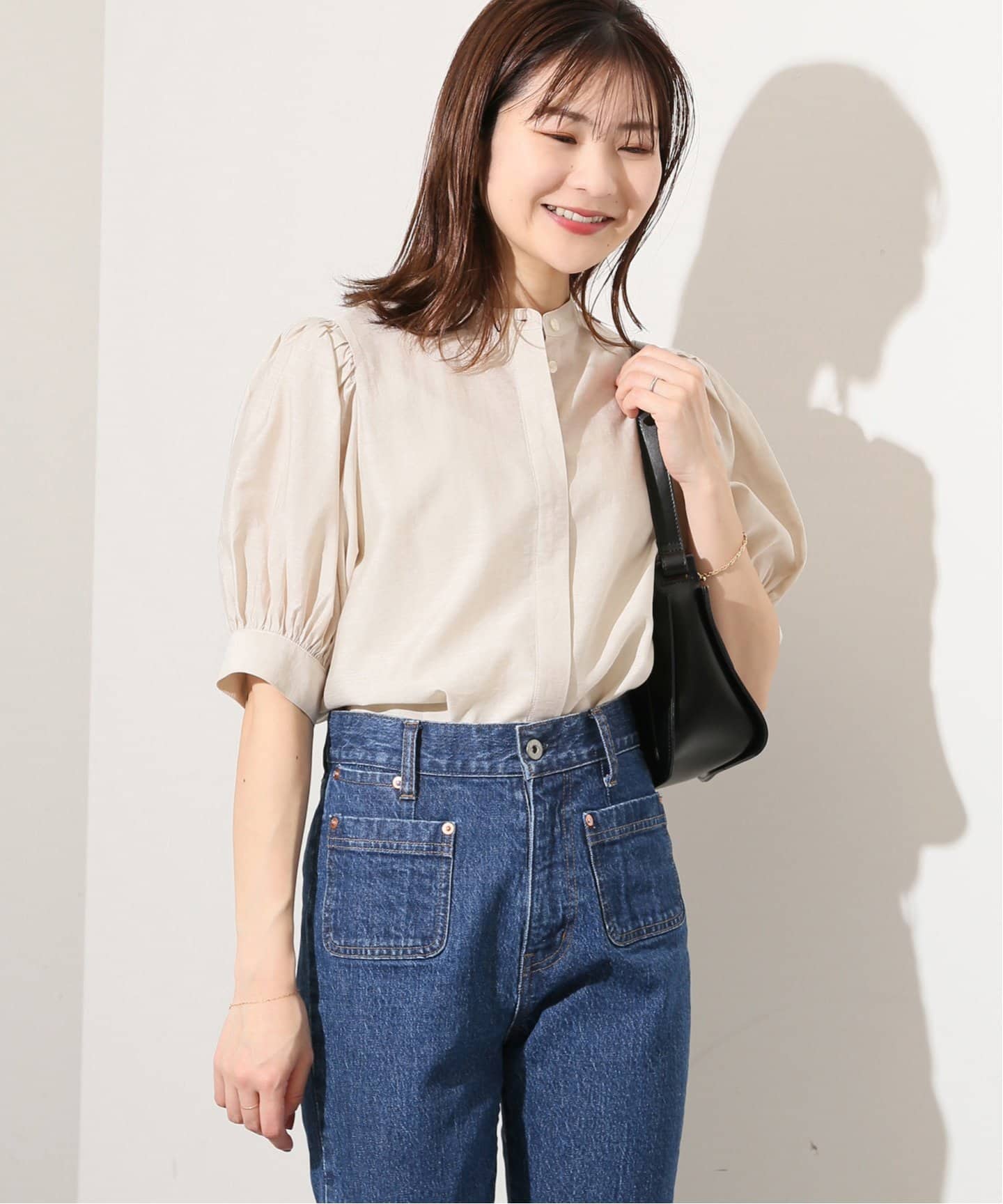 SLOBE IENA【スローブイエナ】☆マーブルローンパフスリーブ