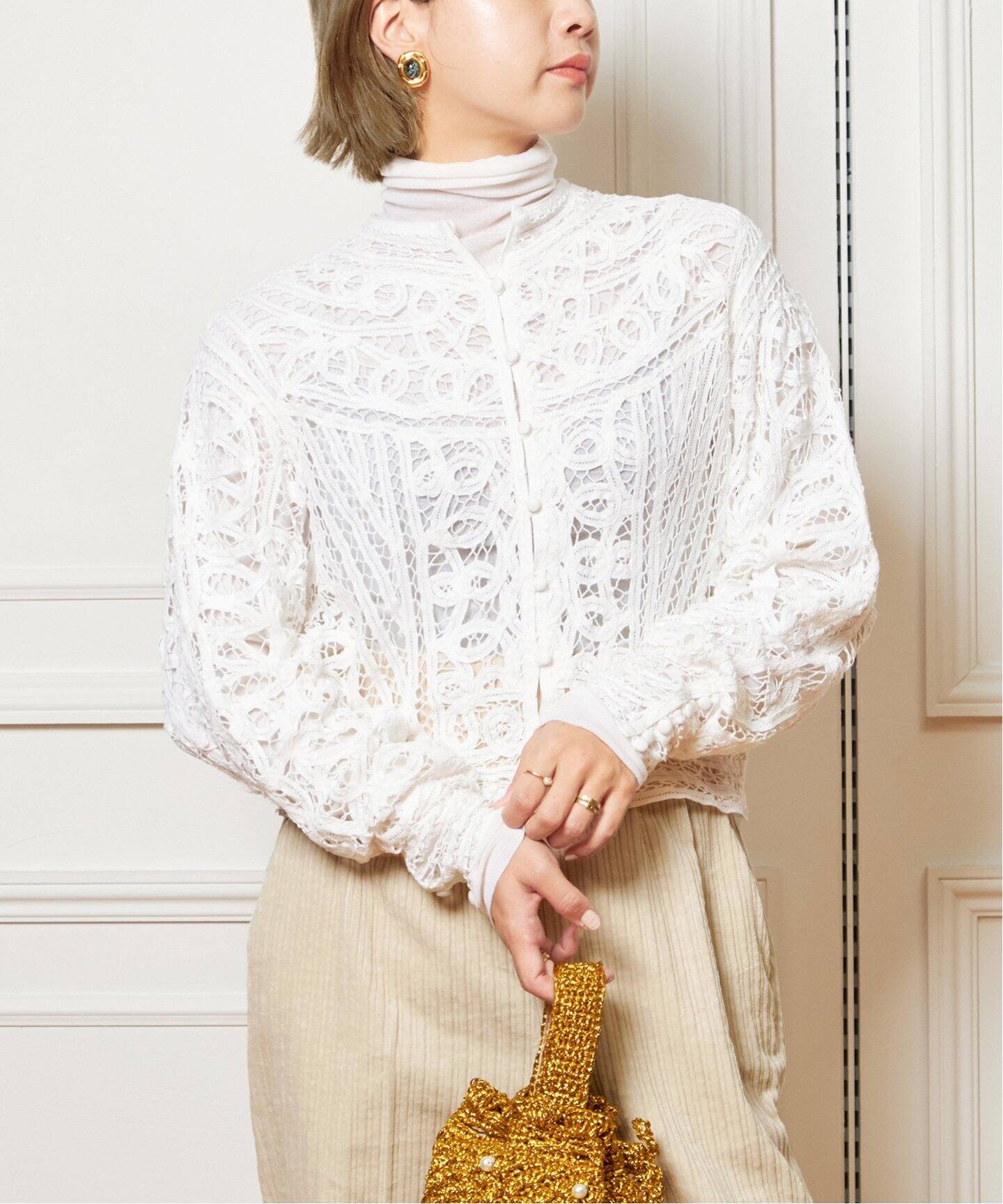 追加》IENA LA BOUCLE バテンレース ブラウス2（シャツ／ブラウス  