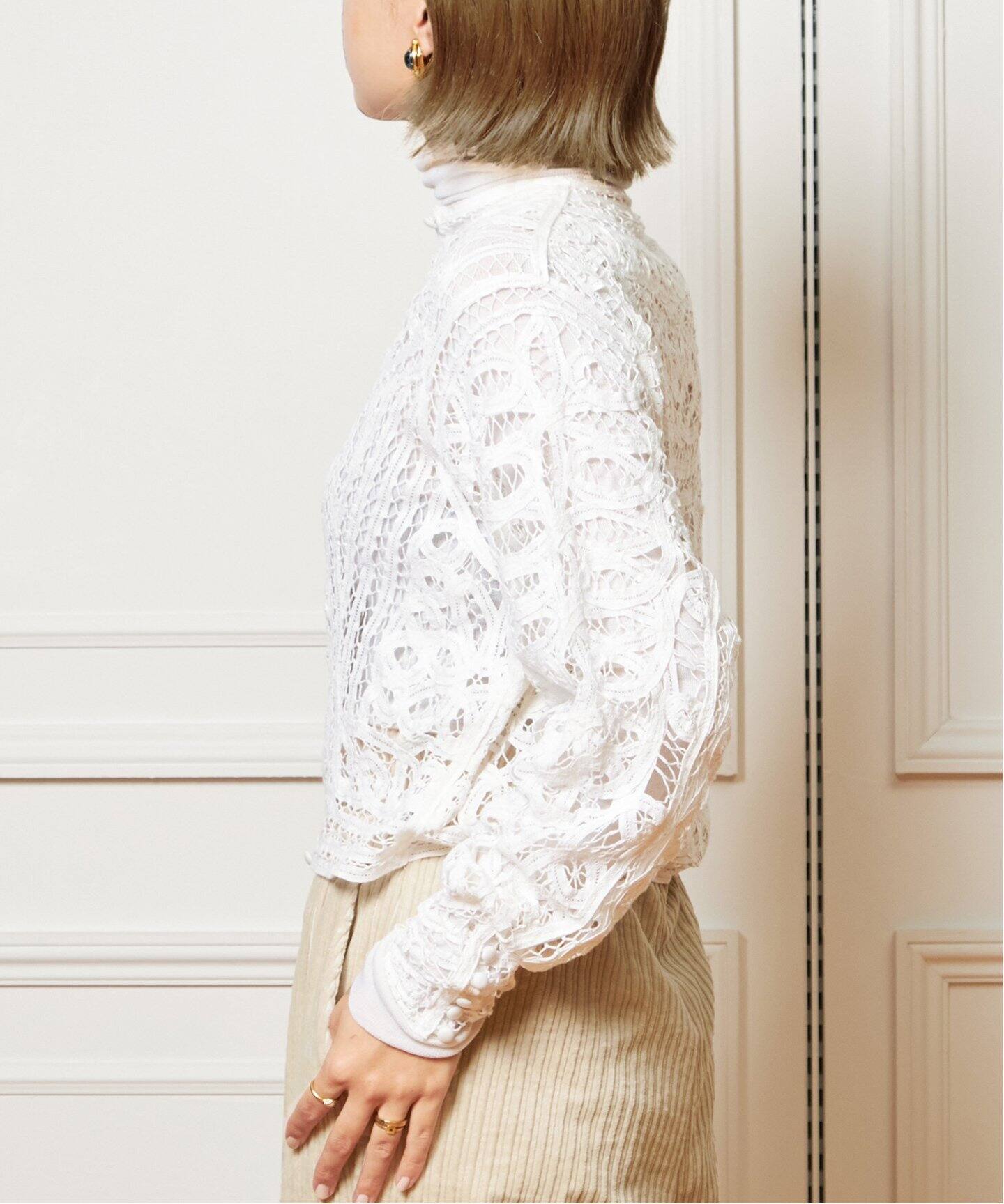 追加》IENA LA BOUCLE バテンレース ブラウス2（シャツ／ブラウス  