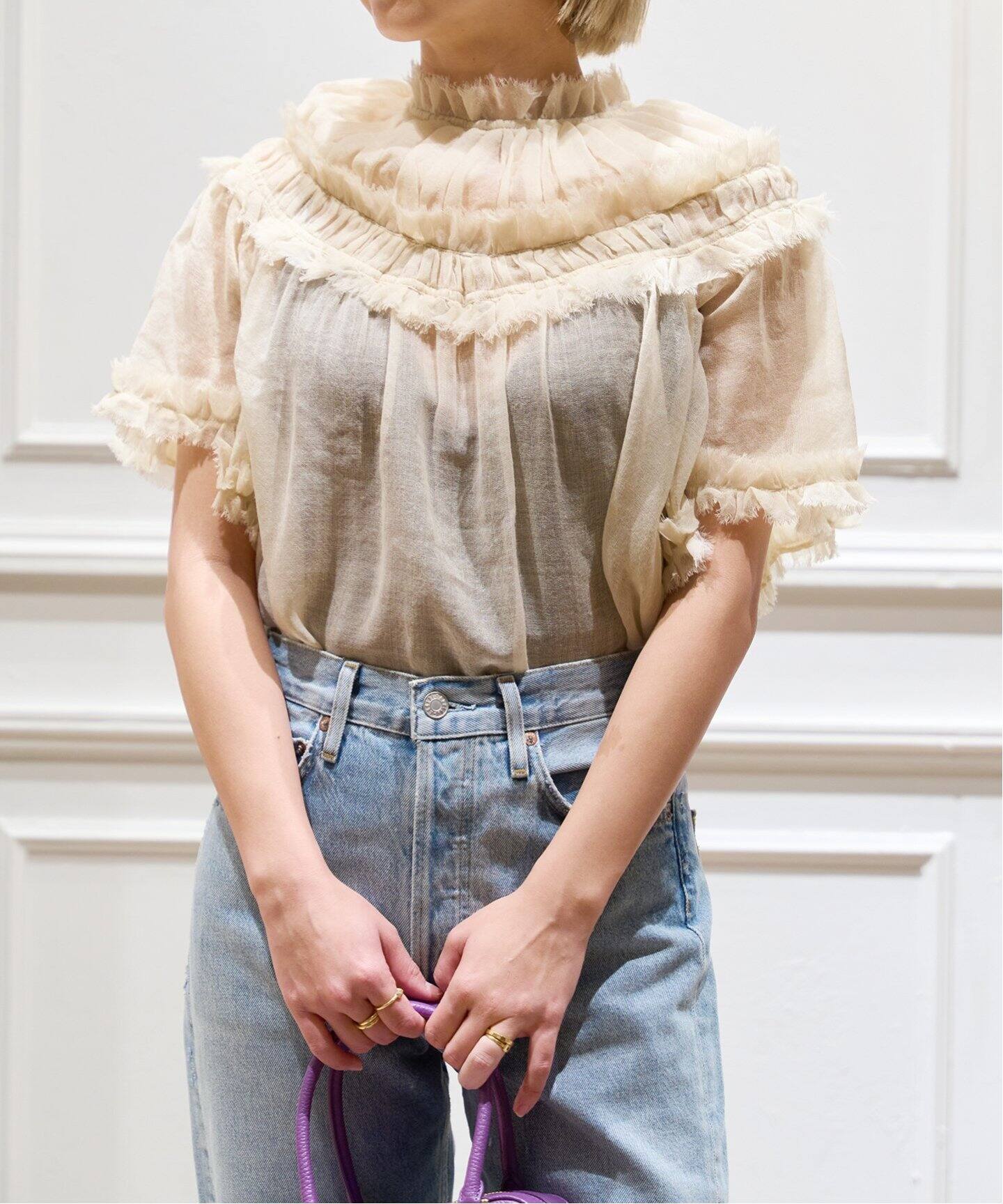 ULLA JOHNSON/ウラ ジョンソン】PRE ZURI TOPS ブラウス（シャツ 