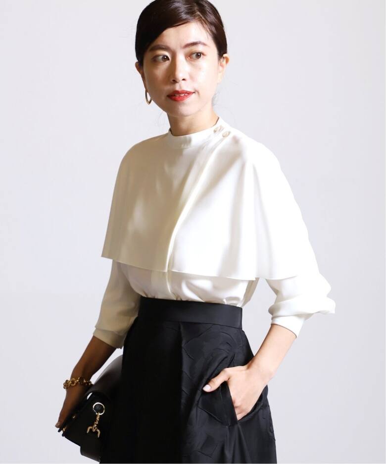 追加3》バックサテン ケープブラウス（シャツ／ブラウス）｜VERMEIL  