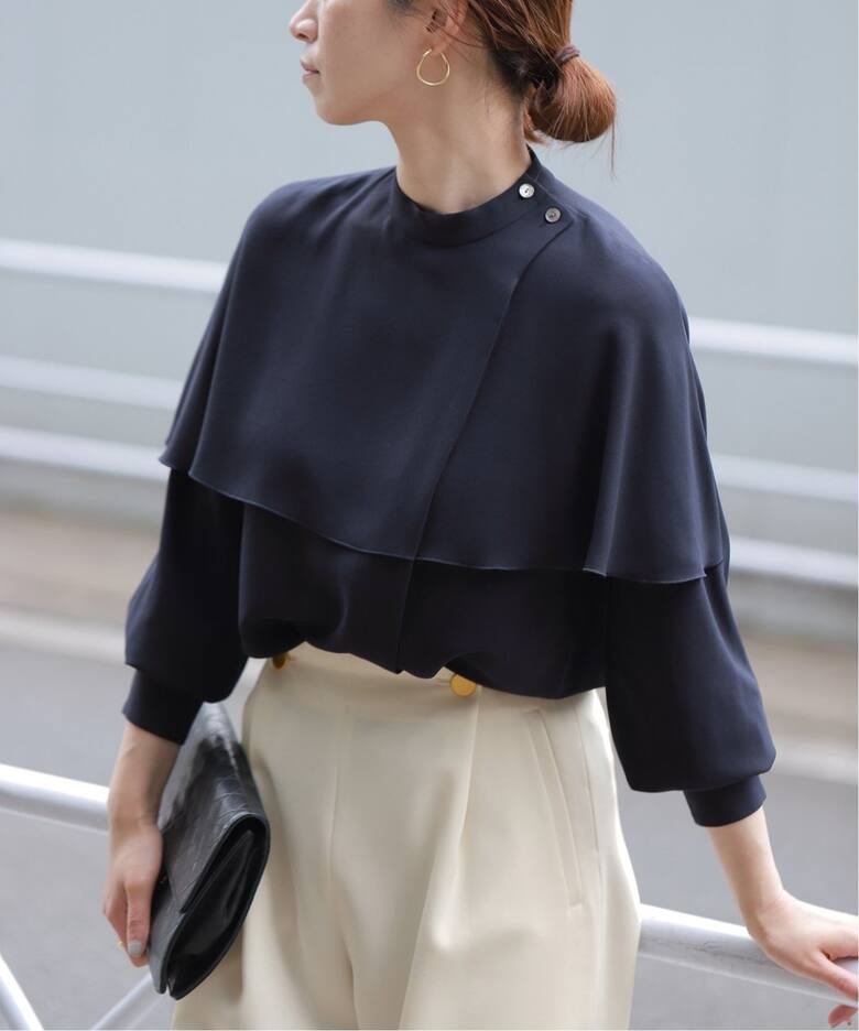 追加》バックサテン ケープブラウス（シャツ／ブラウス）｜VERMEIL par  