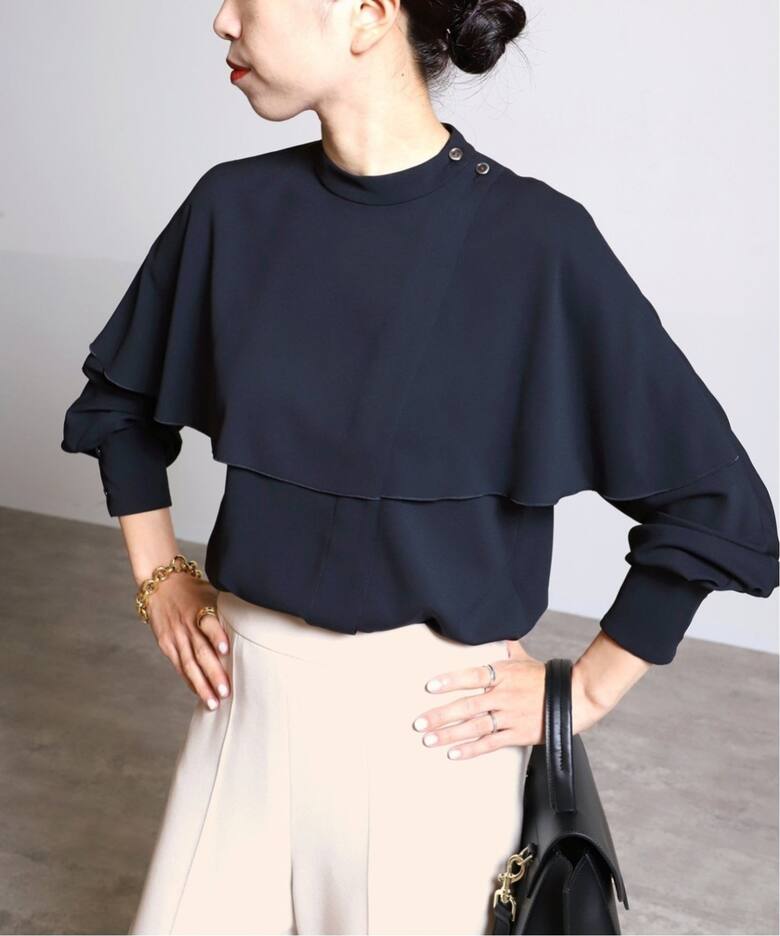 追加》バックサテン ケープブラウス（シャツ／ブラウス）｜VERMEIL par  