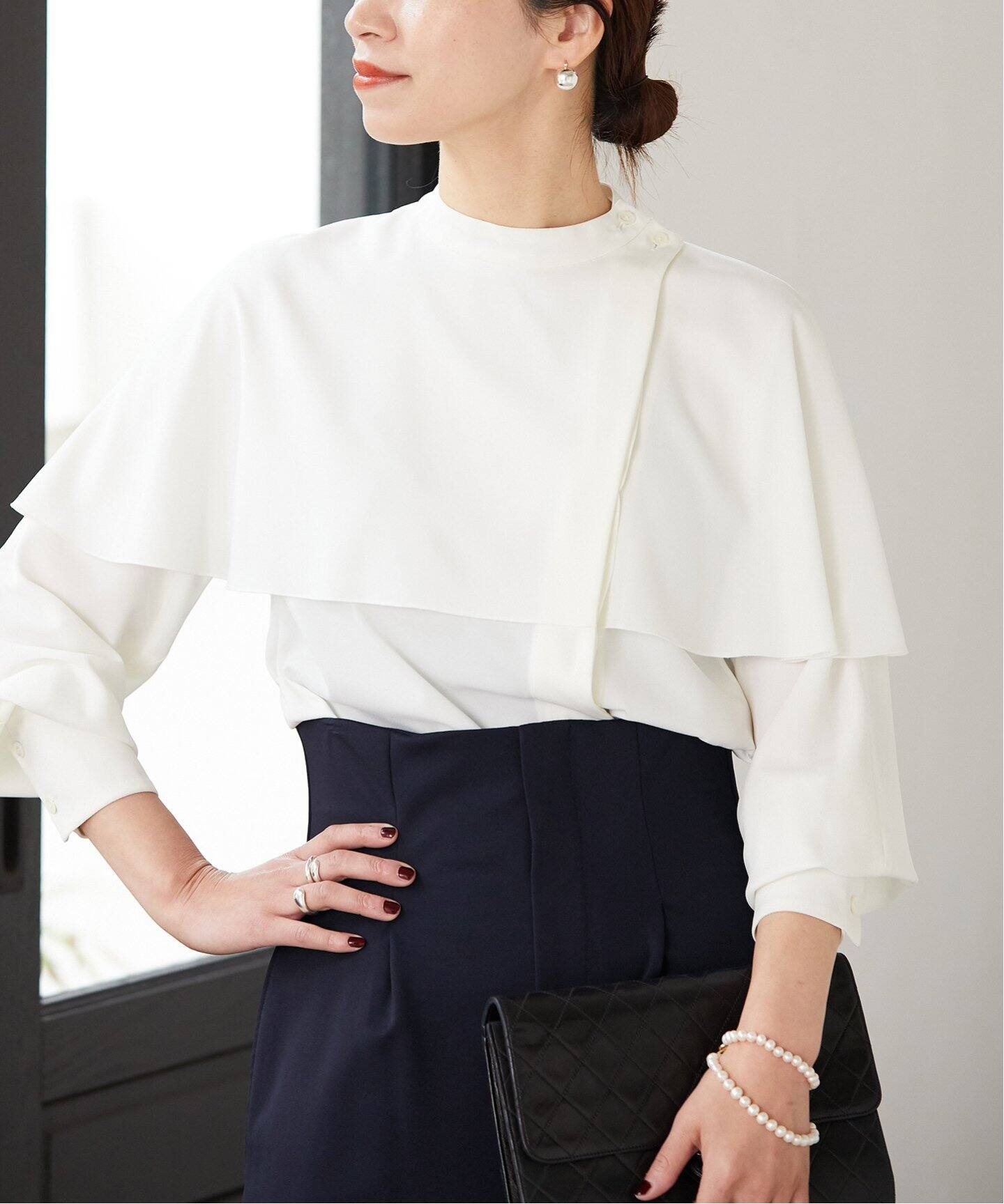 VERMEIL par iena バックサテン ケープブラウス 