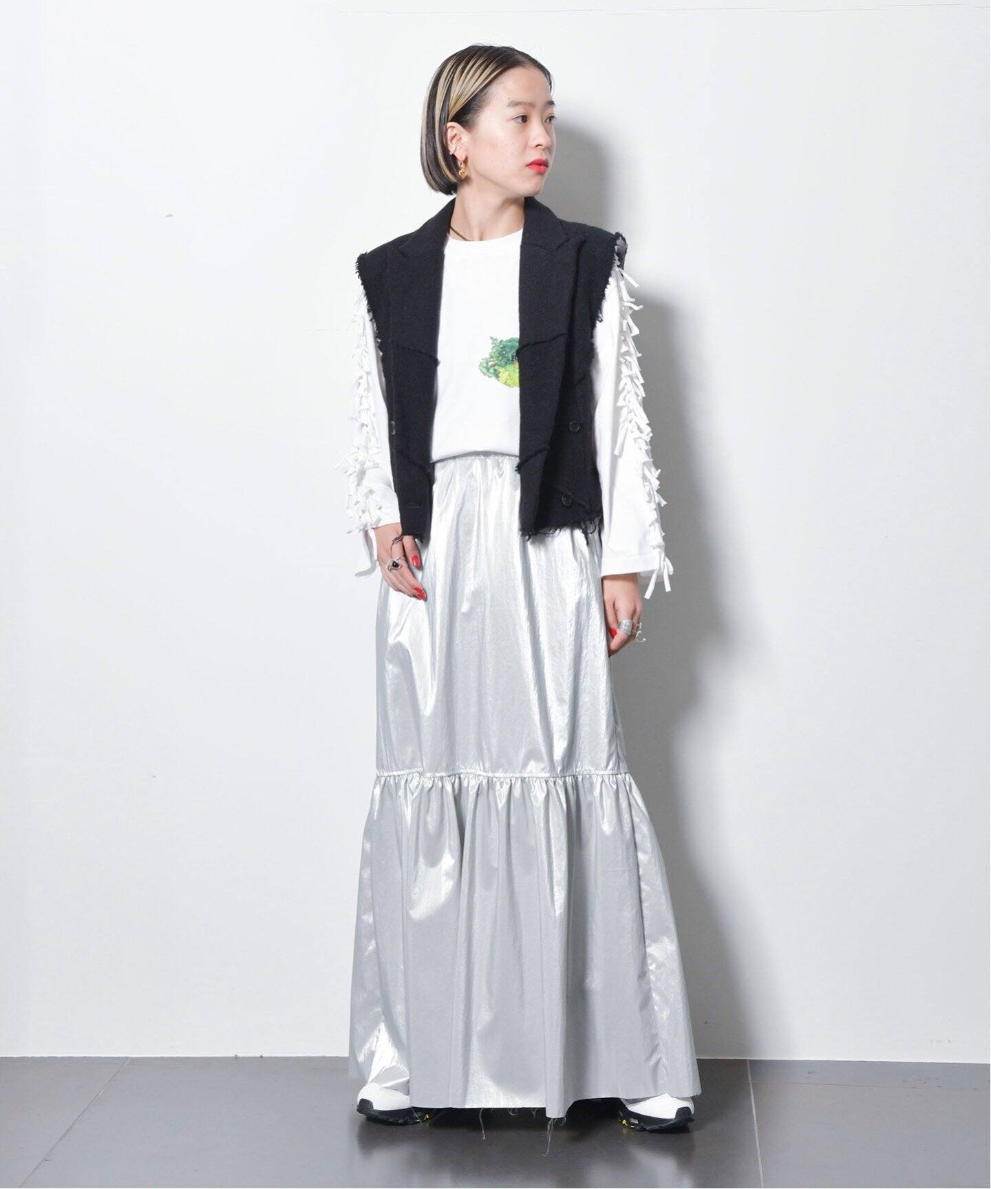 METALLIC TIERED スカート（ロング・マキシ丈スカート）｜CITYSHOP 