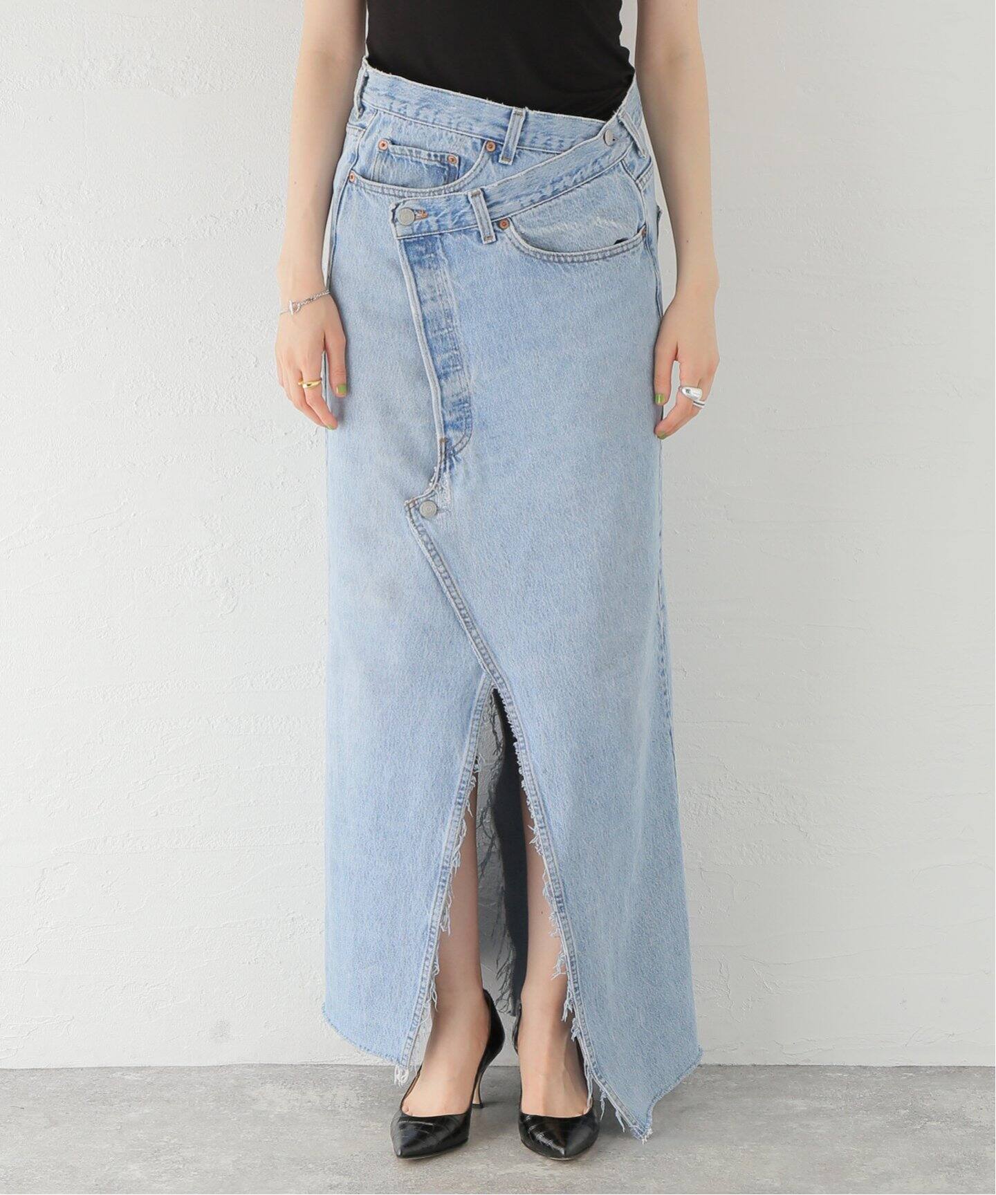 DENIM WRAP SK：デニムラップスカート（ロング・マキシ丈スカート 