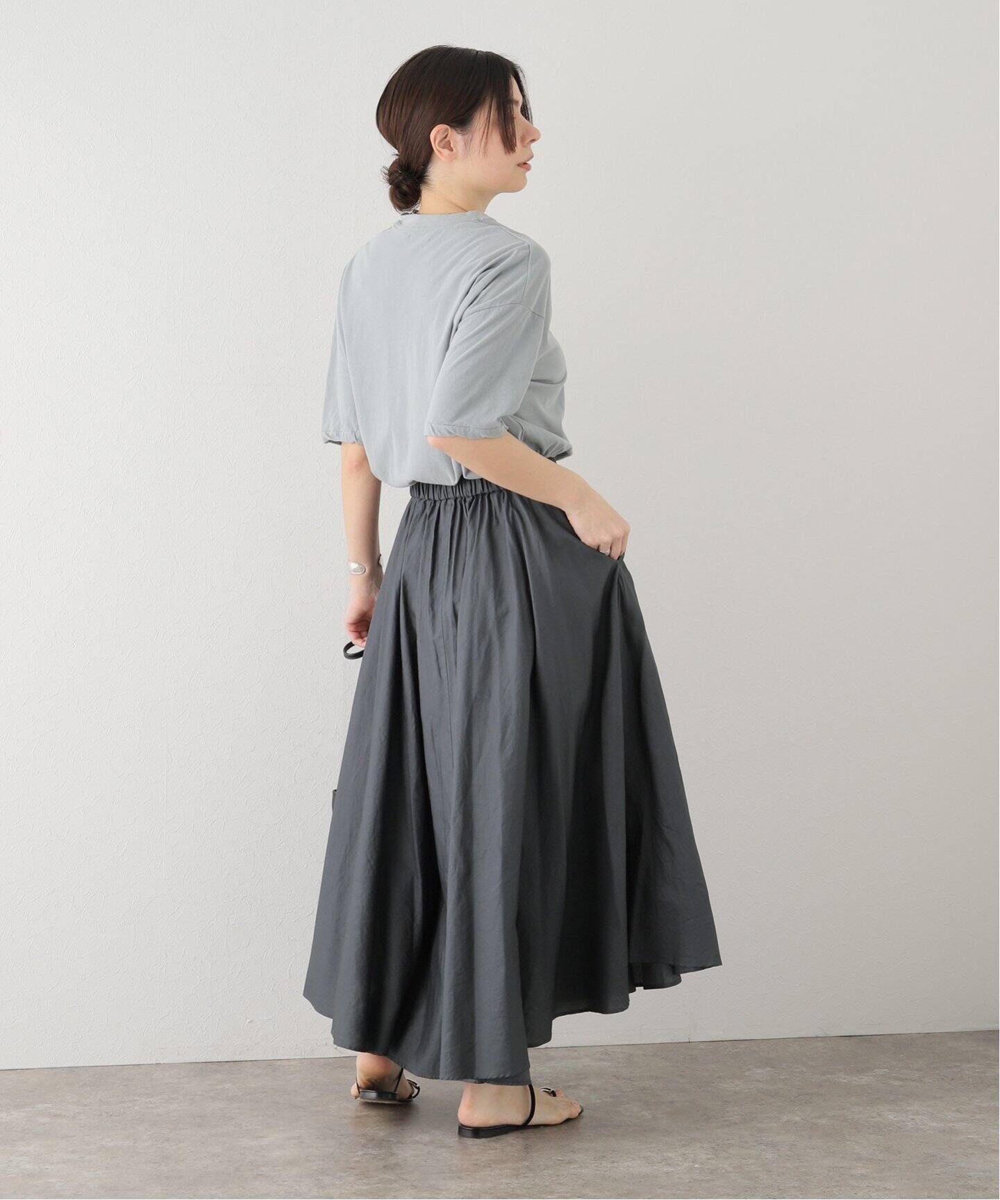 ATON / エイトン】MICRO COTTON SATEN GATHERED SKIRT（ロング・マキシ  