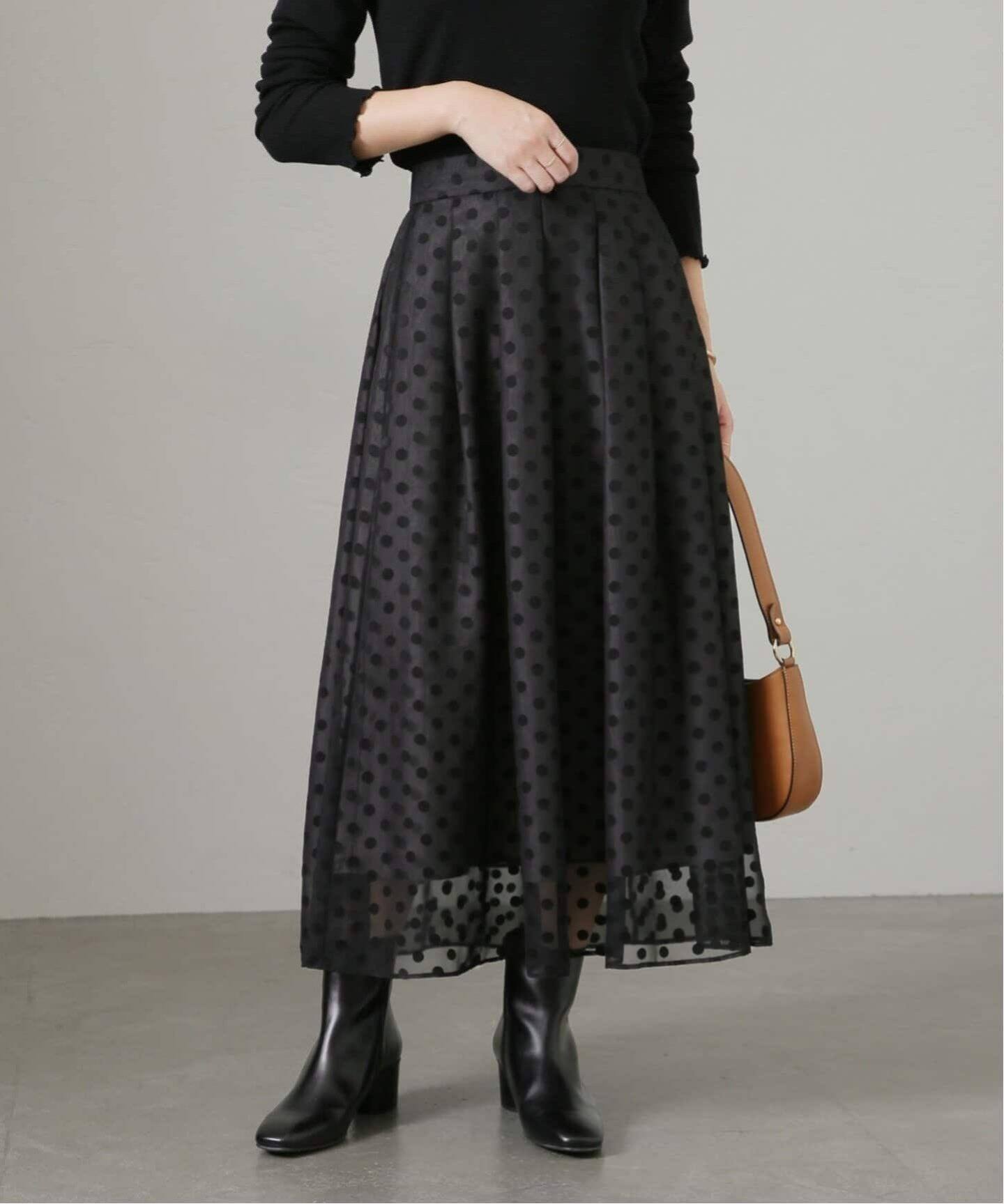 追加2》シアードットタックスカート（ロング・マキシ丈スカート）｜La  