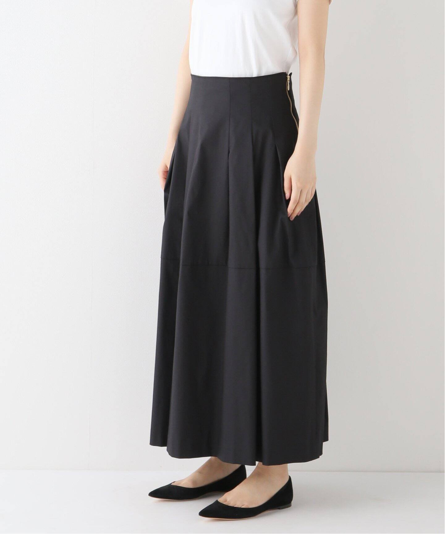 カラータックコクーンスカート（ロング・マキシ丈スカート）｜La 