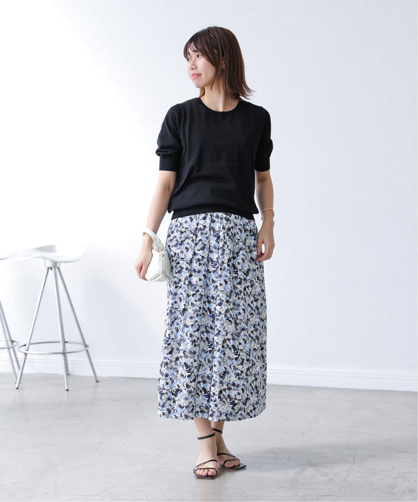 cottonジャガードフラワースカート（ロング・マキシ丈スカート）｜La  