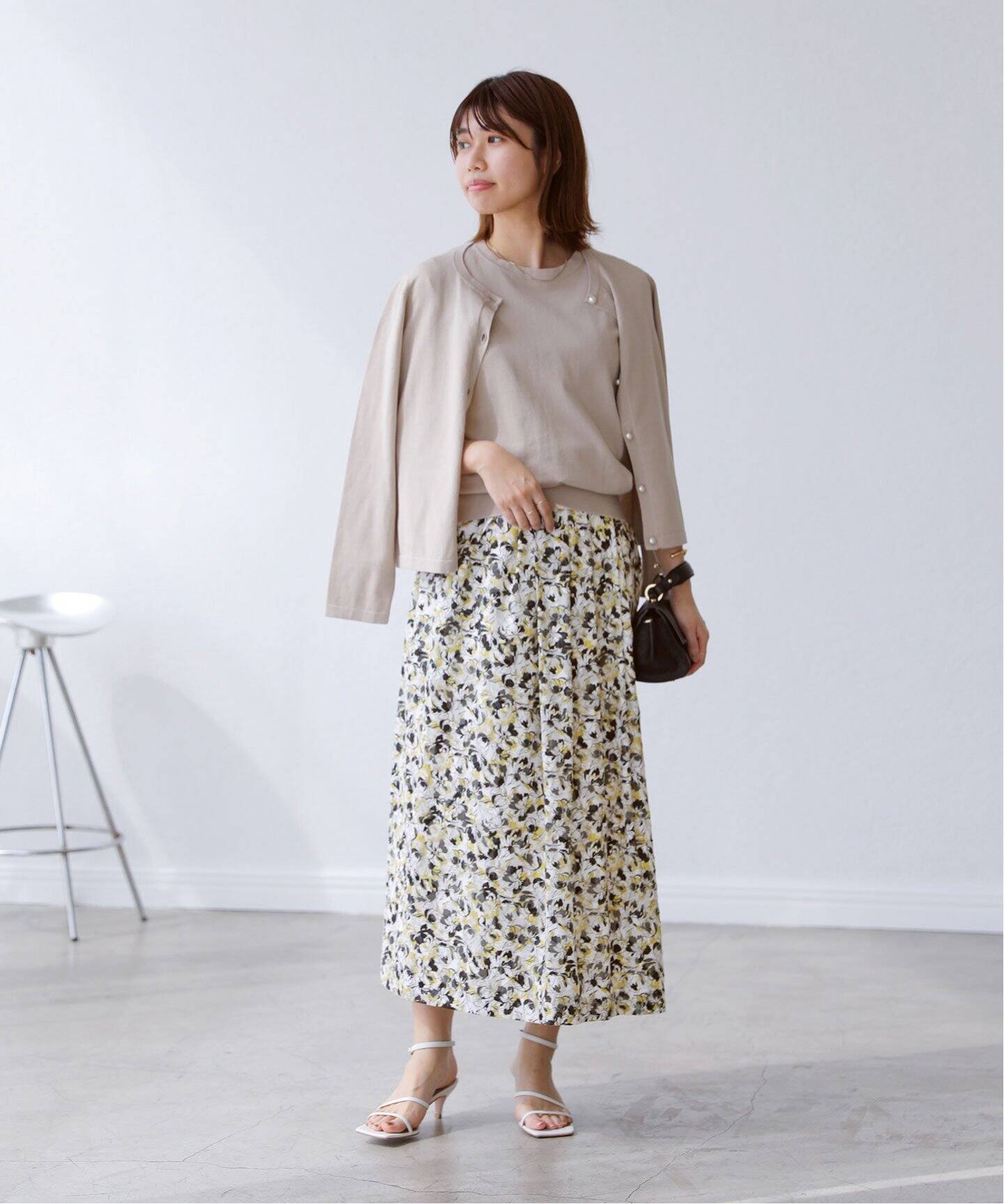 cottonジャガードフラワースカート（ロング・マキシ丈スカート）｜La  