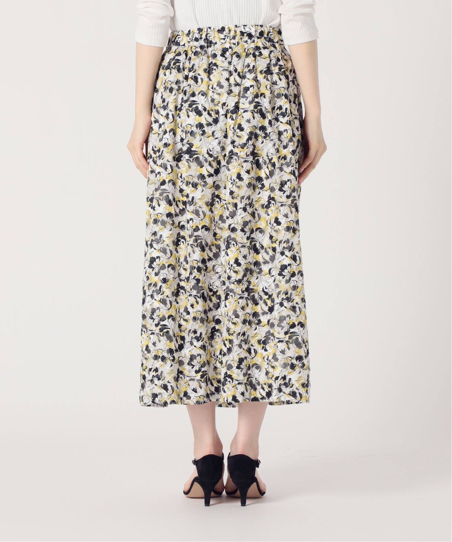 cottonジャガードフラワースカート（ロング・マキシ丈スカート）｜La  